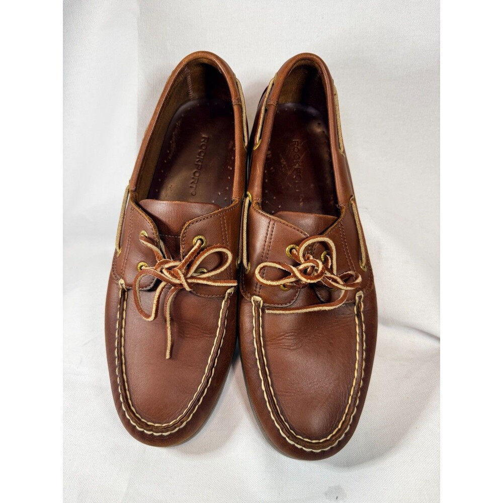 Rockport Men's 2-eyelet Boat Shoes Size US 13 Brown Leather
